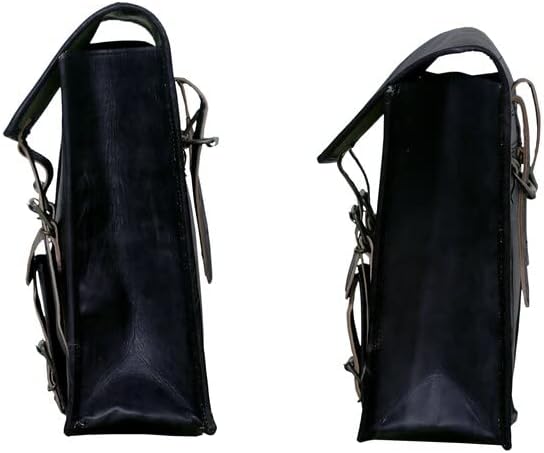 american blue Motorrad-Ledertasche in schwarzer Farbe, handgefertigte Leder-Fahrradtasche, Packtasch