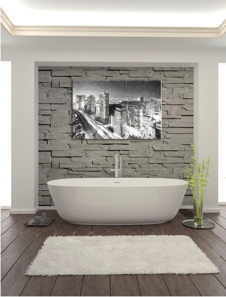 Pixxprint Moderne Architektur in Tokio / 100x70cm Leinwandbild bespannt auf Holzrahmen/Wandbild Kuns