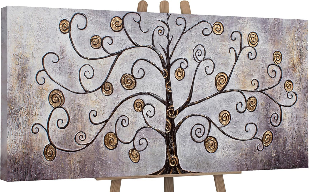 YS-Art XXL Abstrakt Acryl Gemälde auf Leinwand Reichtumsbaum handgemalt Wandbilder Wohnzimmer modern