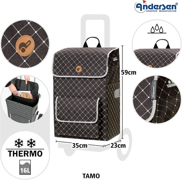 ANDERSEN Einkaufstrolley - Alu Star Shopper Tamo anthrazit 51 L Reflektor,Thermo, Aluminium, höhenve