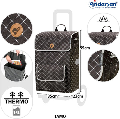 ANDERSEN Einkaufstrolley - Alu Star Shopper Tamo anthrazit 51 L Reflektor,Thermo, Aluminium, höhenve
