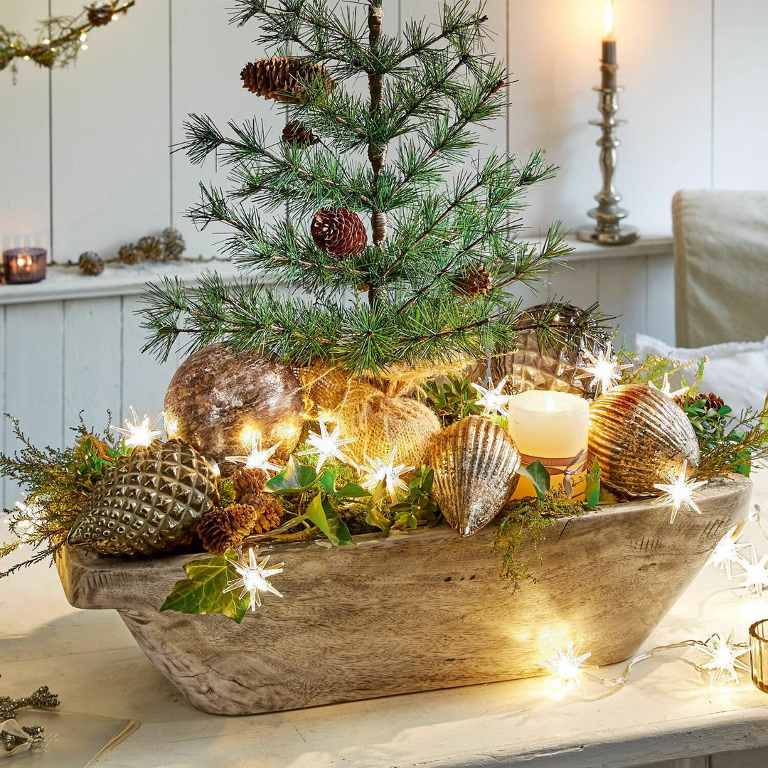 LOBERON® Weihnachtsschmuck 6er Set Layounne, Weihnachtsdeko, Glas, H/Ø ca. 10/10 cm, antiksilber/gra