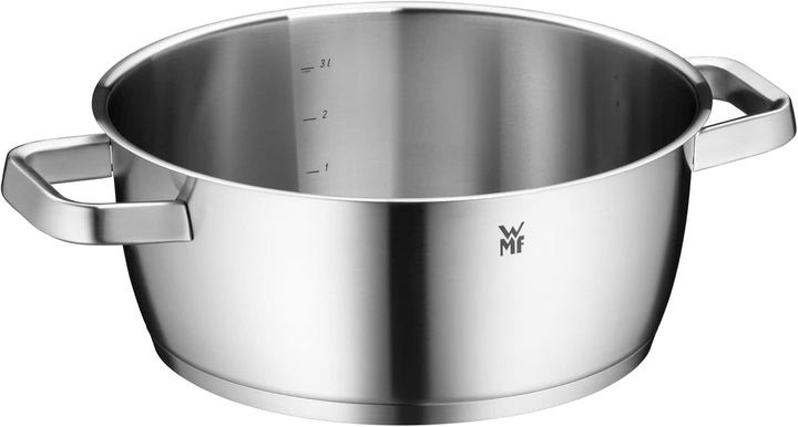 WMF Iconic Kochtopf gross 24cm, Metalldeckel, Bratentopf Induktion 4,2l, grosser Topf, Cromargan Ede