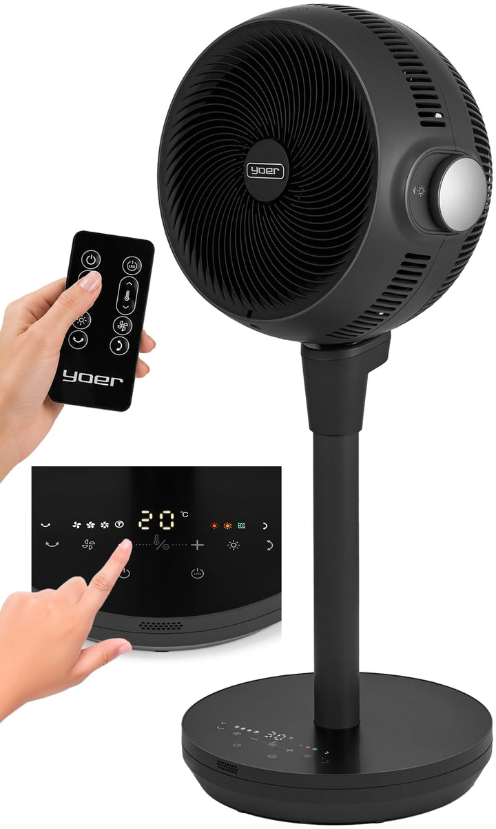 YOER Ventilator 2in1 Kühlen &amp; Heizen, 10 m Wurfweite, Heizlüfter Standventilator leise mit Fernbedie