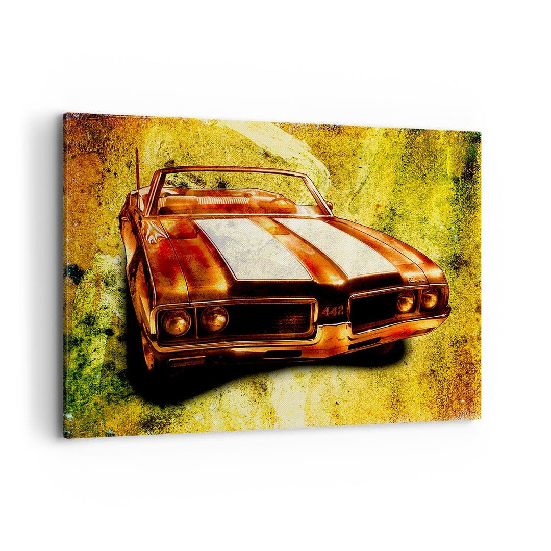 Bilder auf Leinwand 100x70cm Leinwandbild Auto Geschwindigkeit Cabriolet Gross Wanddeko Bild Schlafz