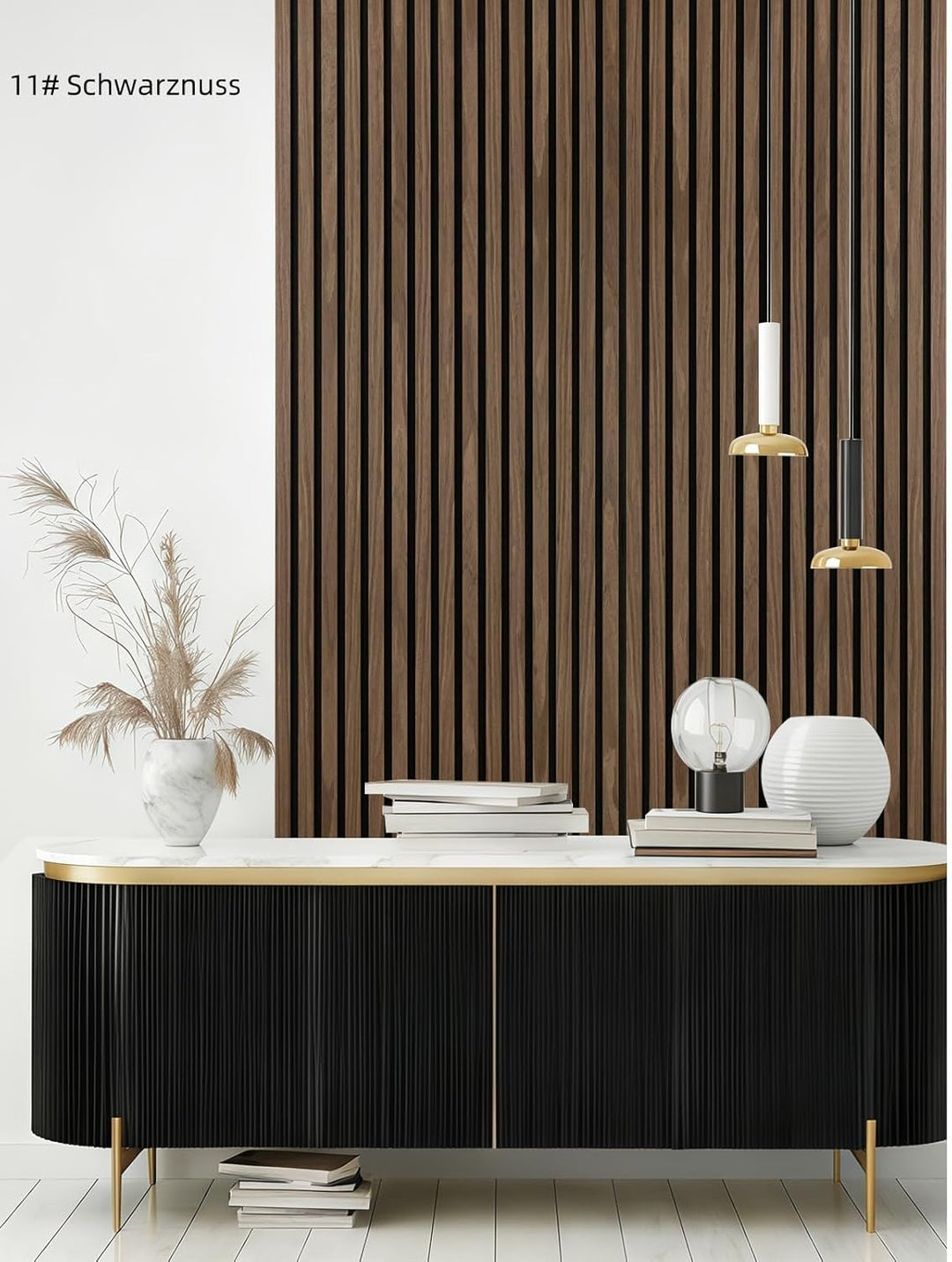 AKK-STAVE Akustikpaneele Holz 240x60 cm (1er-Set 1,44 m²) - Akustik Paneele & Holzpaneele Wand für S