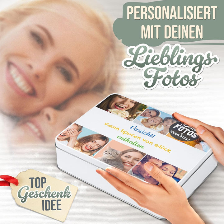 Print Royal PR Geschenkdose selbst gestalten mit 6 Fotos & 3 Zeilen Text - Blechdose bedrucken, Pers