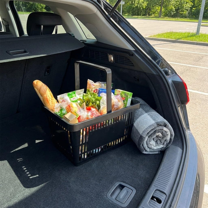 Einkaufskörbe 2 Stück Körbe schwarz mit einem Tragegriff aus Plastik 22 Liter Verkaufskörbe stapelba