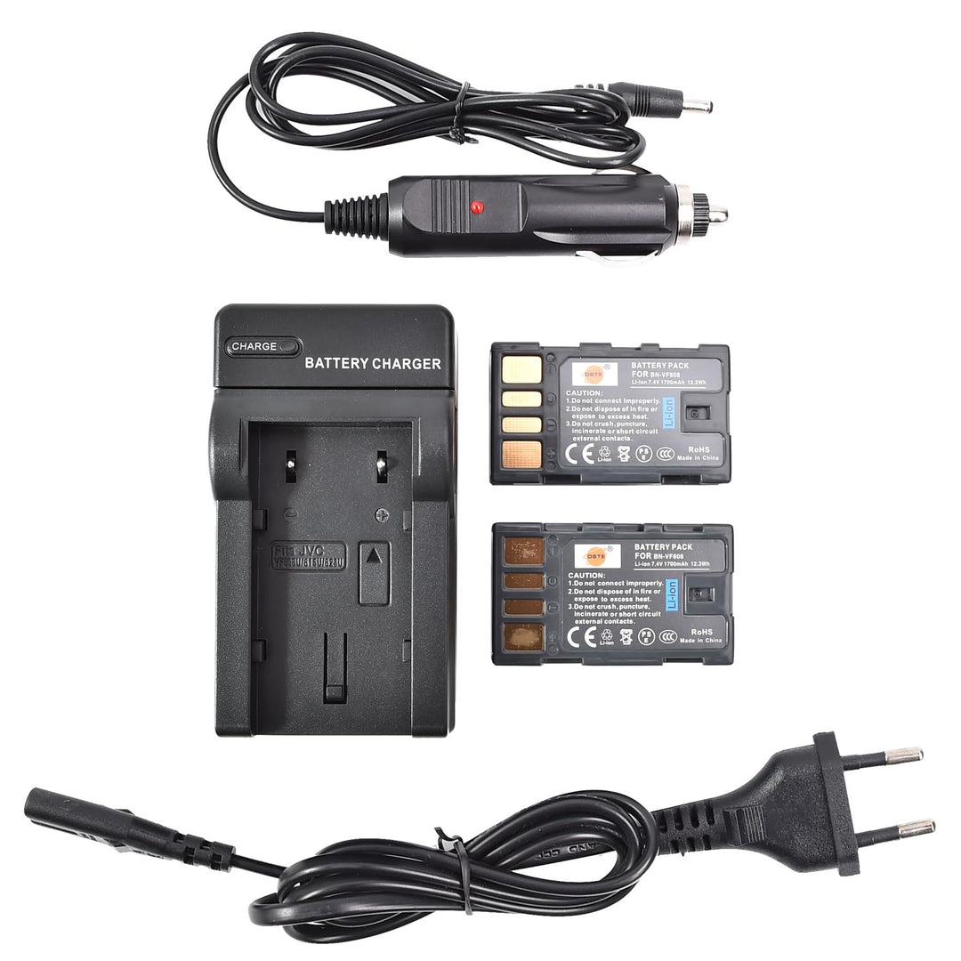 DSTE®（2 Pack）Ersatz Batterie und DC36E Reise Ladegerät Compatible für JVC BN-VF808U GZ-MG130 GZ-MG13