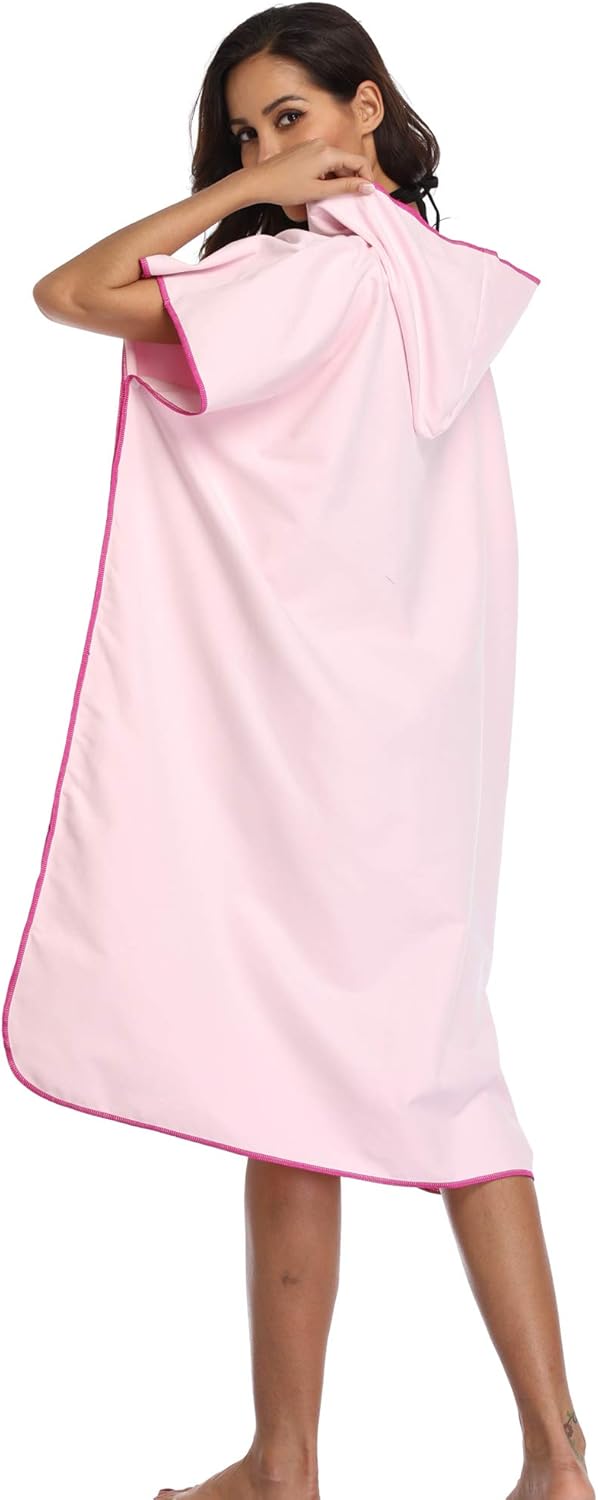 FLYILY Microfaser Surf Poncho Handtuch mit Kapuze Bademantel zum Schwimmen und Strand wechseln Einhe