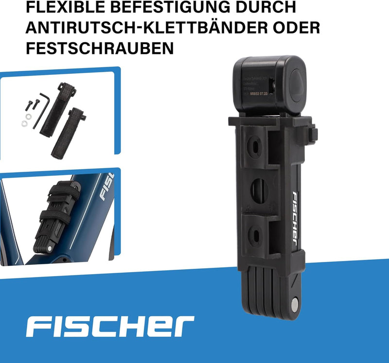 FISCHER Faltschloss inkl Halterung und 2 Sicherheitsschlüssel Schwarz 85 cm Single