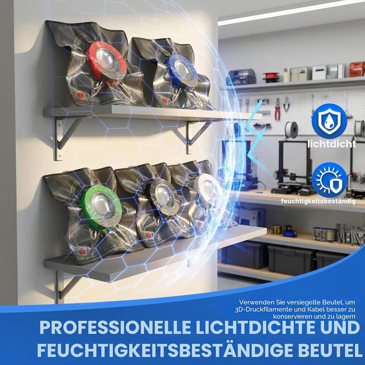 20er Set 3D Drucker Filament Vakuum Aufbewahrung mit USB-Pumpe, Lichtdichte Vakuumbeutel 30x34cm, Fe