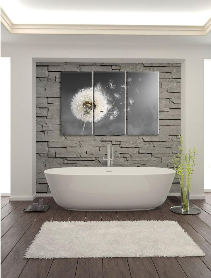 Pixxprint Löwenzahn Samen als Leinwandbild | Grösse: 3 Teilig (120x80) | Wandbild| Kunstdruck | fert