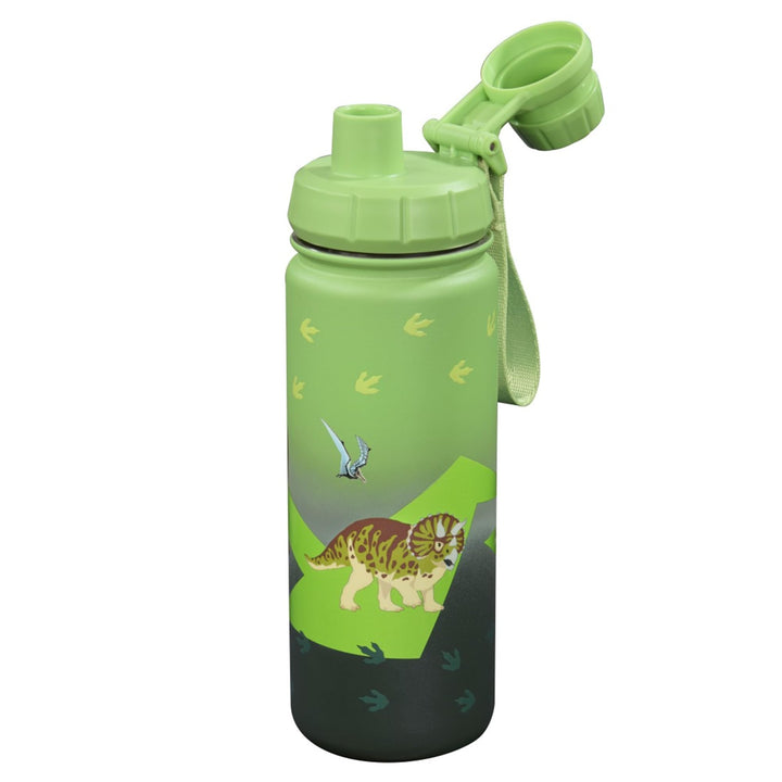Step by Step Isolierte Edelstahl-Trinkflasche „Dino“, grün, BPA-frei, für Schule, Kindergarten, warm
