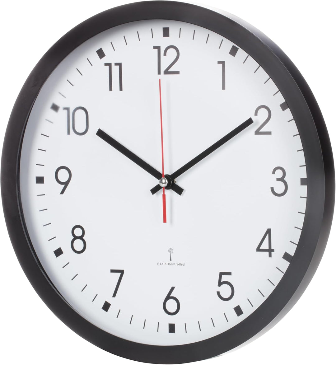 TFA Dostmann Analoge Funk-Wanduhr, 60.3522, mit Sekundenzeiger, Glasabdeckung, grosses Ziffernblatt,