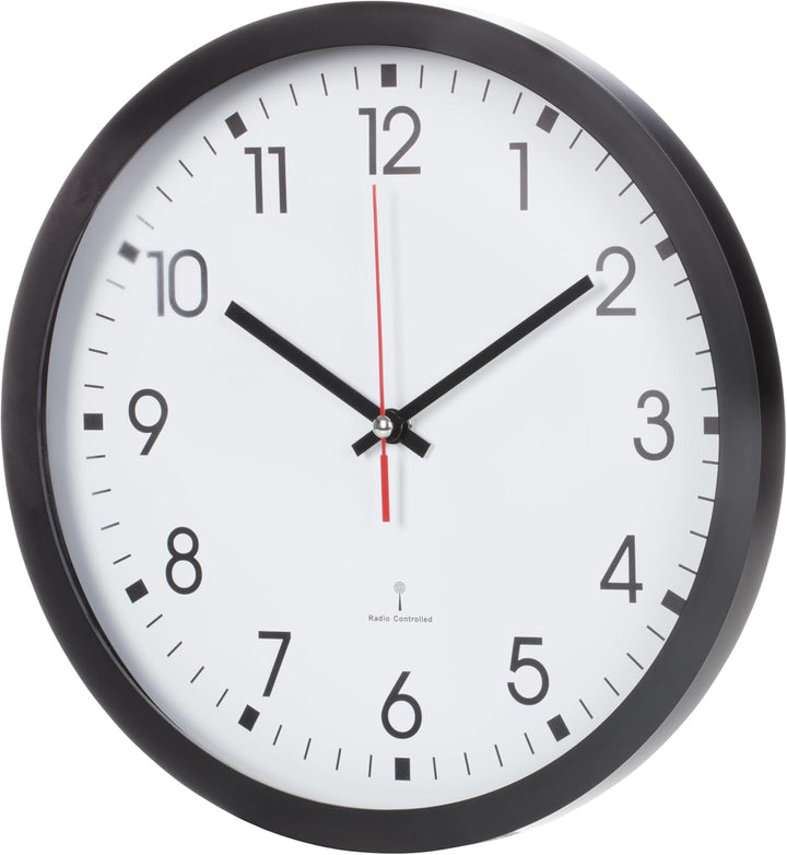 TFA Dostmann Analoge Funk-Wanduhr, 60.3522, mit Sekundenzeiger, Glasabdeckung, grosses Ziffernblatt,