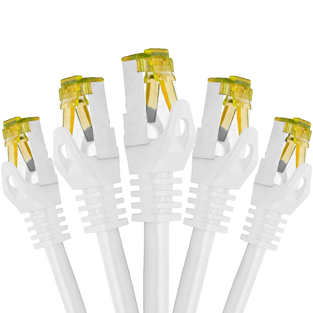 BIGtec LAN Kabel 5 Stück 3m Netzwerkkabel CAT7 Ethernet Internet Patchkabel CAT.7 weiss Gigabit dopp