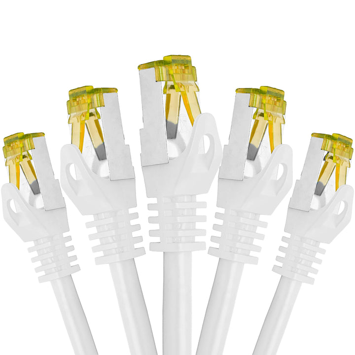 BIGtec LAN Kabel 5 Stück 3m Netzwerkkabel CAT7 Ethernet Internet Patchkabel CAT.7 weiss Gigabit dopp