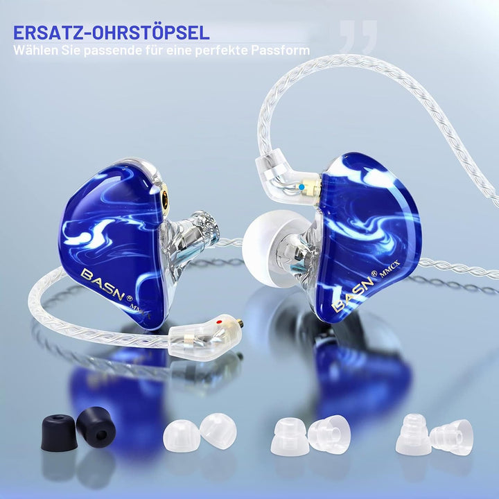 BASN MMCX In-Ear-Kopfhörer, Musiker, Dreifach-Treiber, geräuschisolierende Kopfhörer mit 2 verbesser