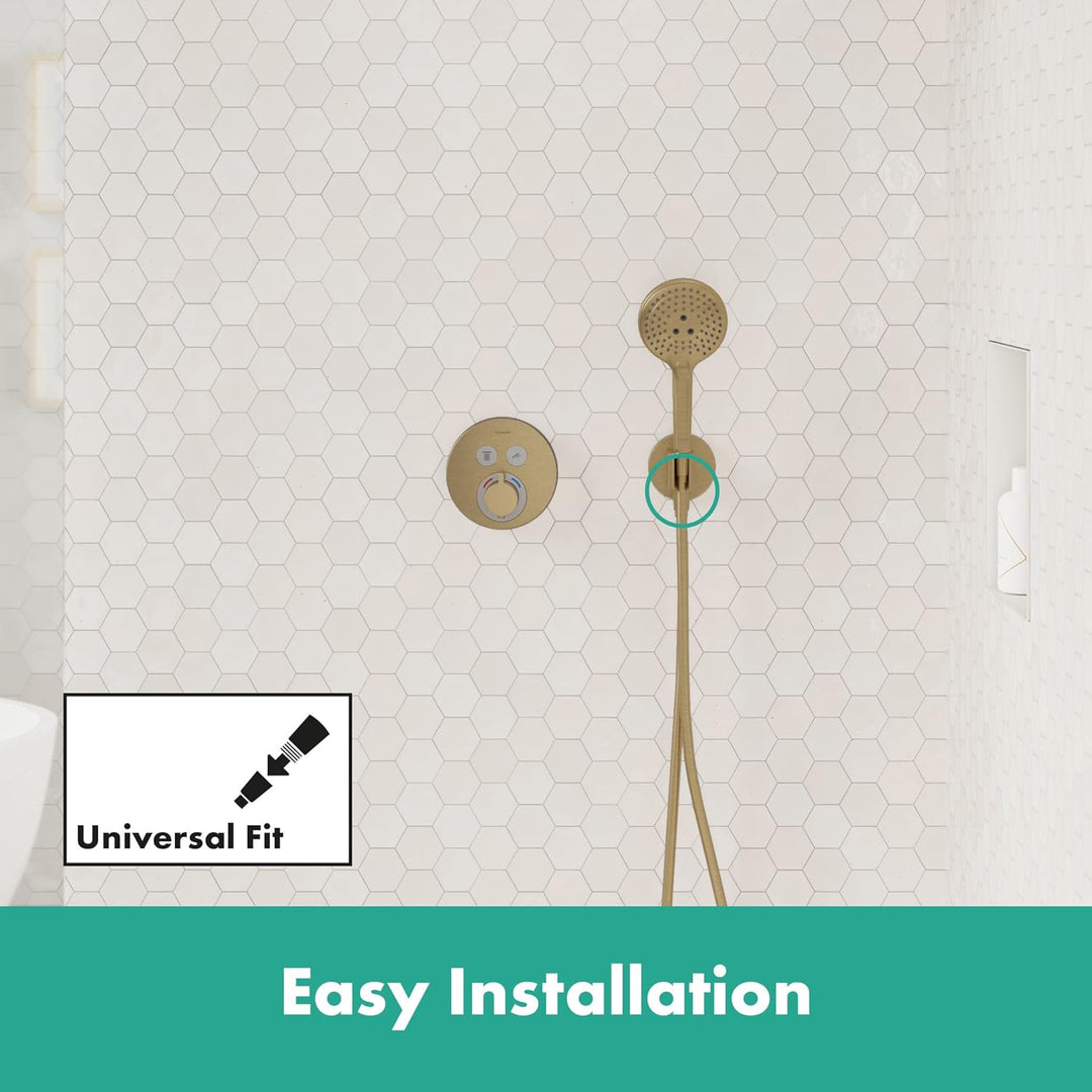 hansgrohe Wandanschluss mit Duschkopfhalterung FixFit S, Brushed Bronze, Brushed Bronze