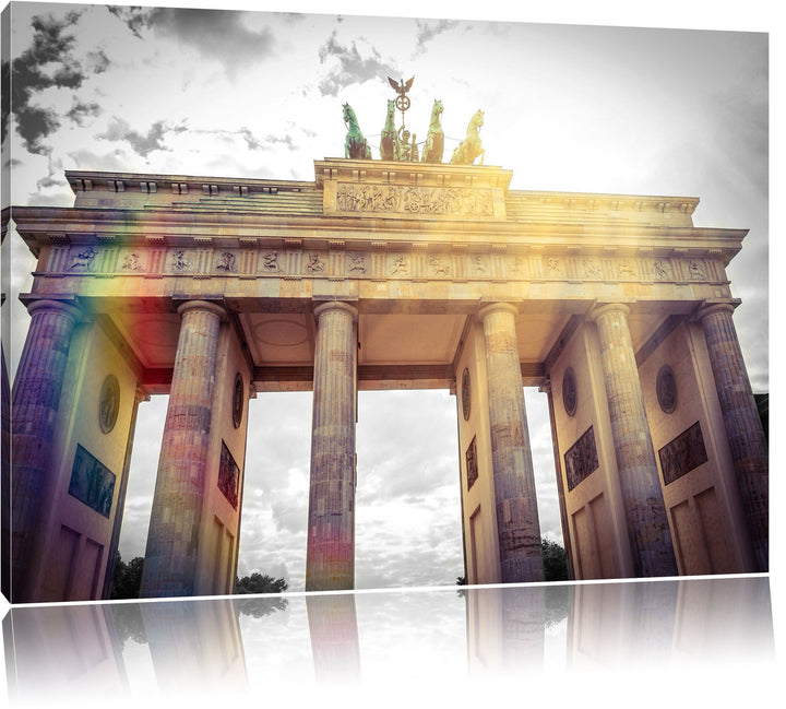 berühmtes Brandenburger Tor in Berlin schwarz/weiss Format: 100x70 auf Leinwand, XXL riesige Bilder