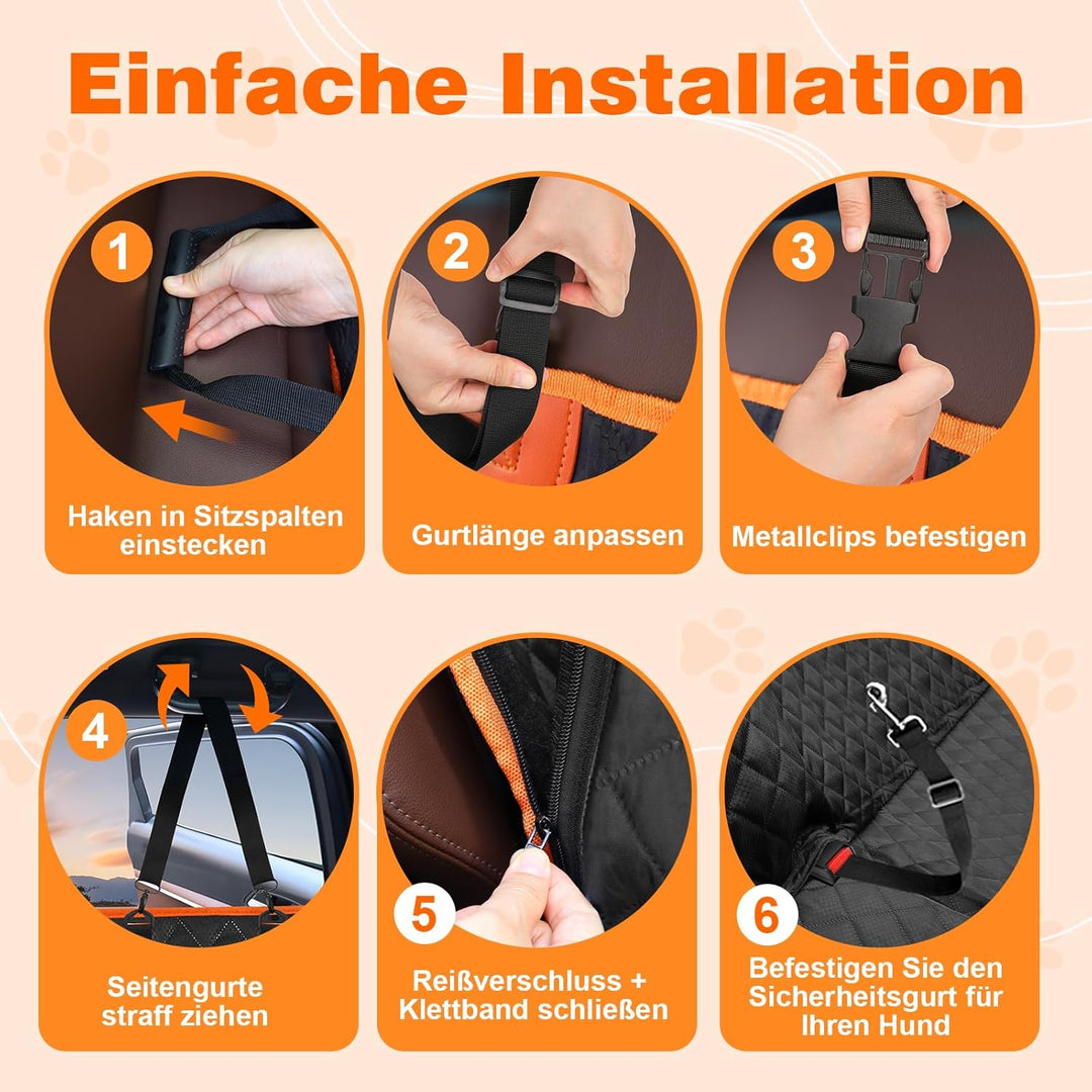Neccis Hundedecke Auto Rückbank mit Abnehmbarer Harter Unterseite, 136 x 61 cm Autoschutzdecke Hund