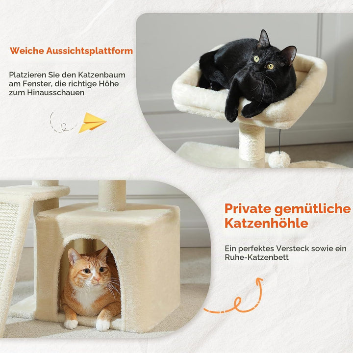 PAWZ Road Kleiner Kratzbaum mit Kratzmatte, Hängematte, Eigentumswohnung und Korb, Kleiner Katzenbau