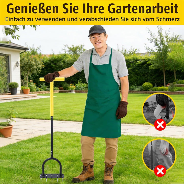 ROCKY&amp;CHAO Rasenlüfter Aerifizierer für Rasen –Mini Manuelles Rasenbelüften Gerät mit 15 Spikes, T-G