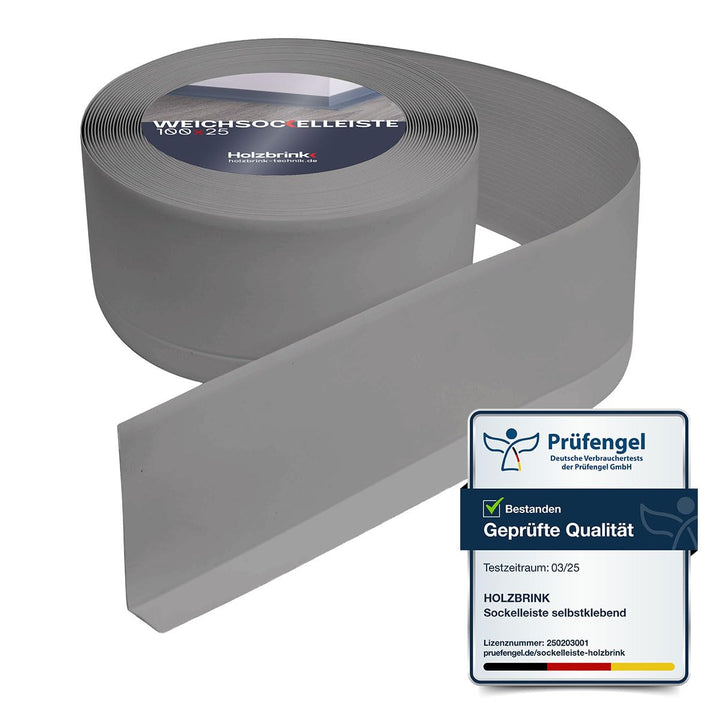 HOLZBRINK Weichsockelleiste PVC 100x25mm, 20 m | Wandleiste ohne Klebestreifen für Küche, Garage, Fl