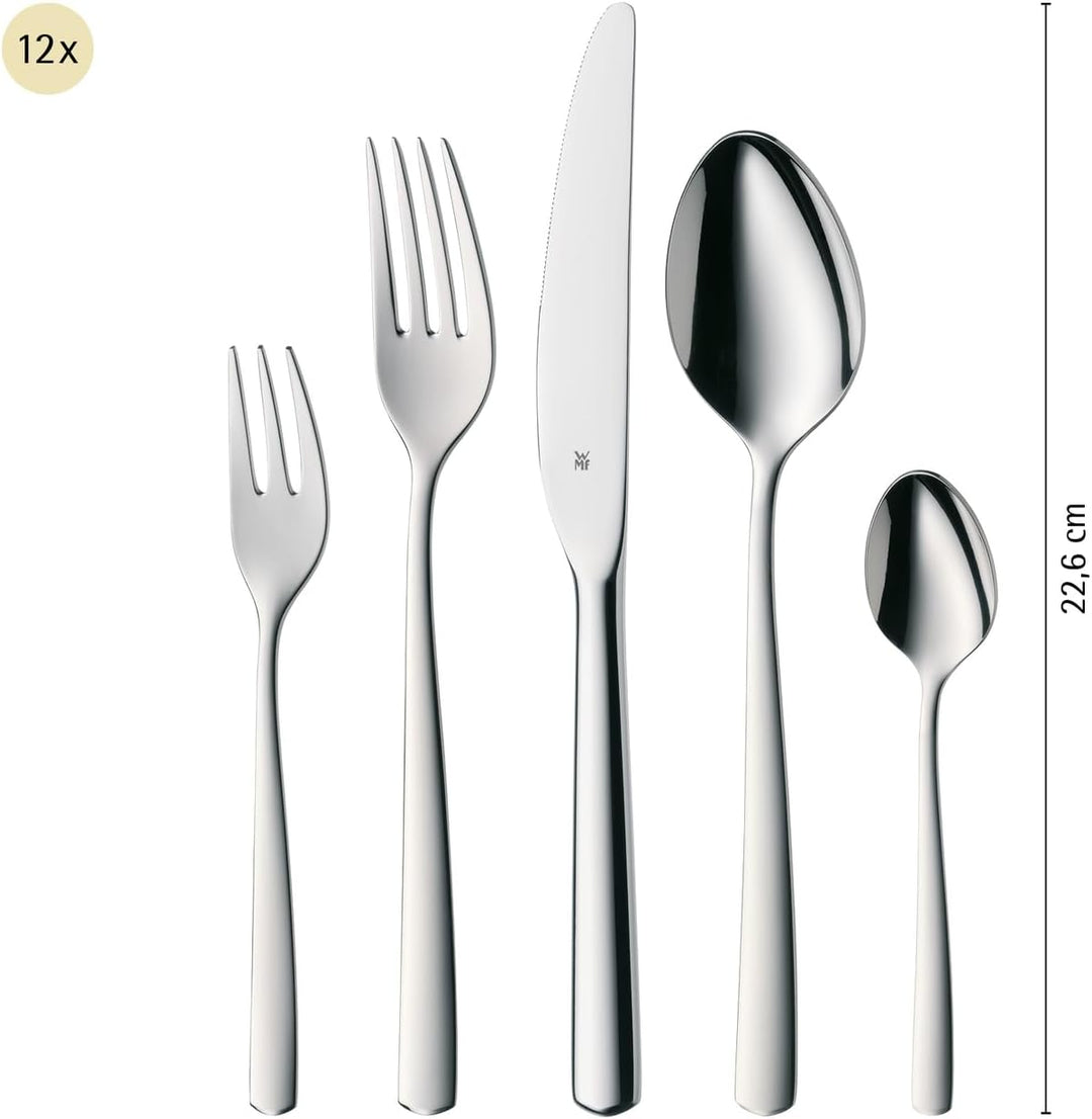 WMF Boston Besteck Set 12 Personen, Essbesteck 60 teilig, Monobloc-Messer, Cromargan Edelstahl polie