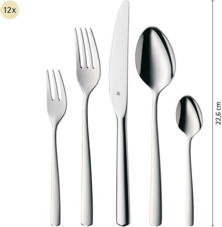 WMF Boston Besteck Set 12 Personen, Essbesteck 60 teilig, Monobloc-Messer, Cromargan Edelstahl polie