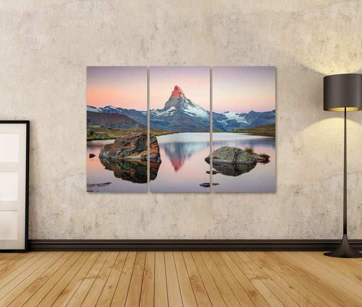 islandburner Bild auf Leinwand Matterhorn Schweizer Alpen Landschaft Bilder Wandbilder Poster Leinwa