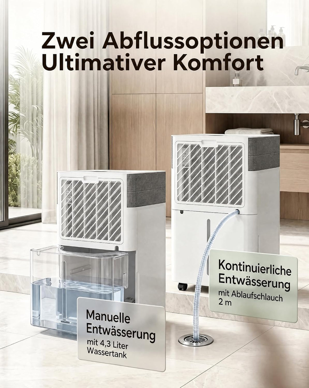 JUMMICO Luftentfeuchter 20L/Tag Smart WLAN Timer | 4,3L Tank, Auto-Abtauung, 2 Lüftungsstufen, Feuch