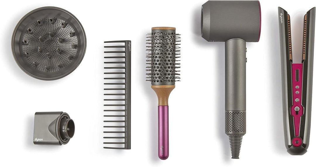 Casdon 73552 Dyson Supersonic & Corrale Deluxe Styling Set-Spielzeug-Glätteisen & Föhn mit echter Fu