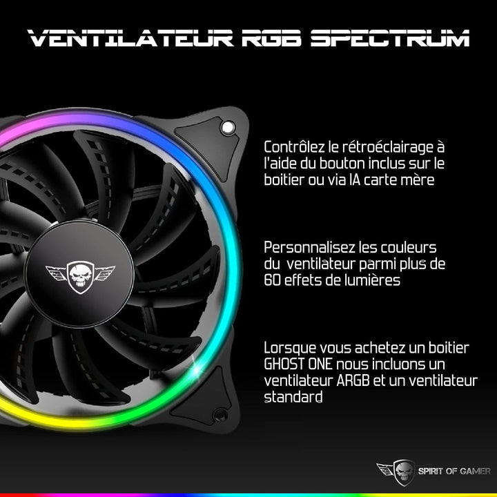 SPIRIT OF GAMER Ghost One Gamer PC-Gehäuse RGB Ghost One – Vorderseite und Wand aus Hartglas – 60 Hi