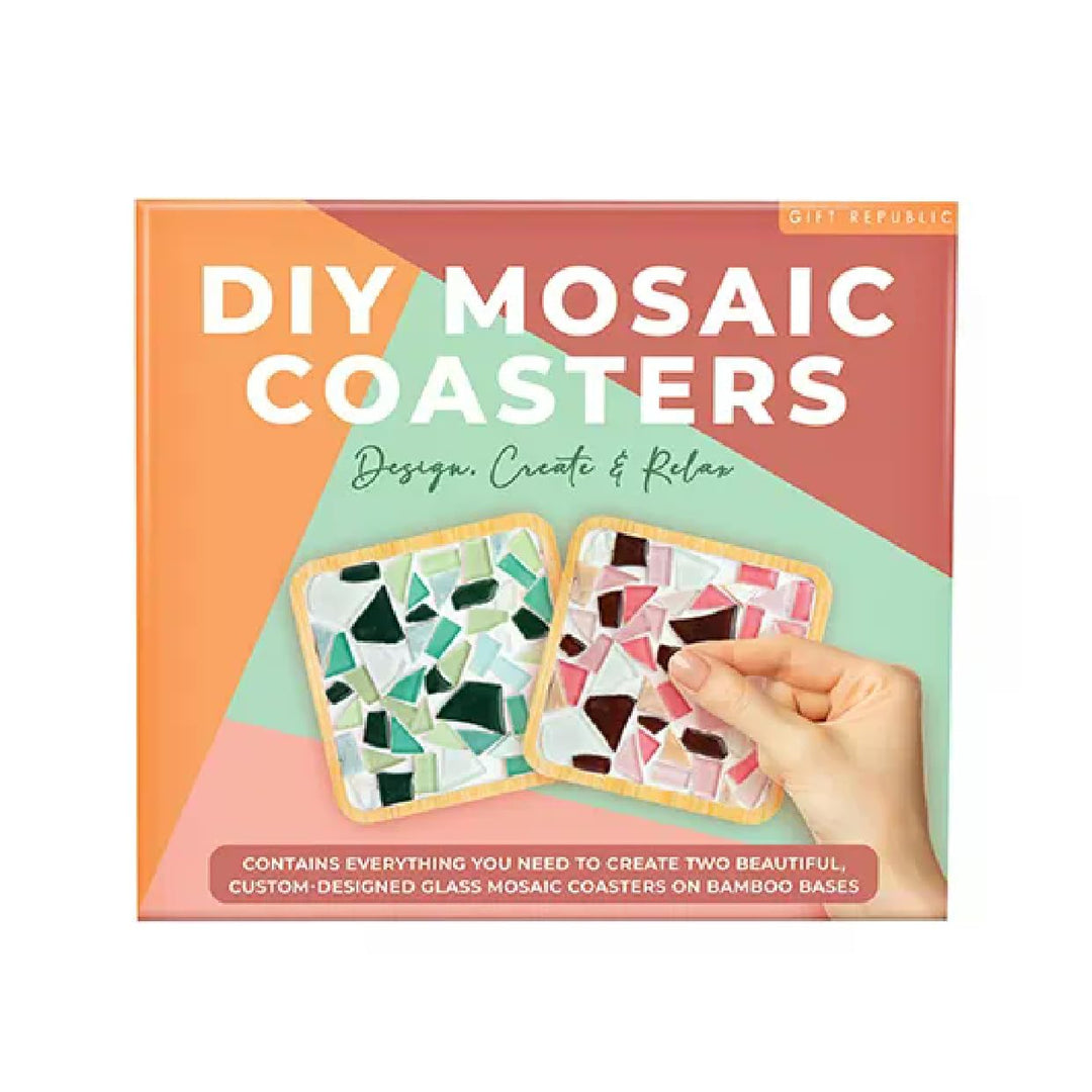 DIY Mosaik Untersetzer Kit - Machen Sie 2 Glasfliesen-Untersetzer, komplettes Bastelset mit Bambusba