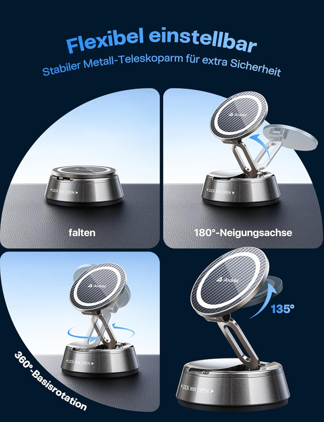 andobil 2026 Neueste Handyhalterung Auto Magnet für Magsafe Autohalterung, [20x N55 Magnete & Verbes