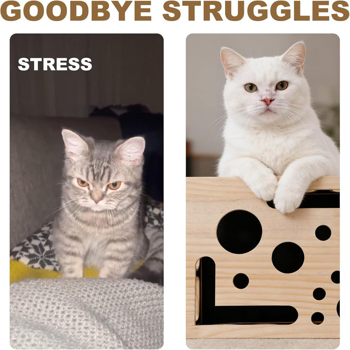 Anreicherungsbox Kratzpuzzles Katzen, Holz Katzenpuzzle Anreicherungsbox mit Kratzer Interaktive Kat