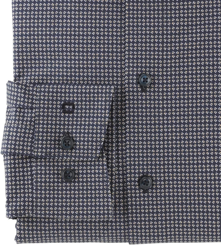 OLYMP Herren Businesshemd Langarm Luxor 24/Seven,Rotationsprint on Jersey,modern fit,Kent-Kragen 40