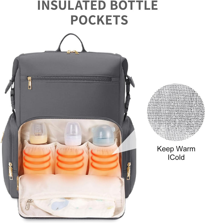 CEI-CEI Baby Wickeltasche/Rucksack mit Isolierter Flaschentasche, Wasserdichtes Neoprengewebe, Wicke