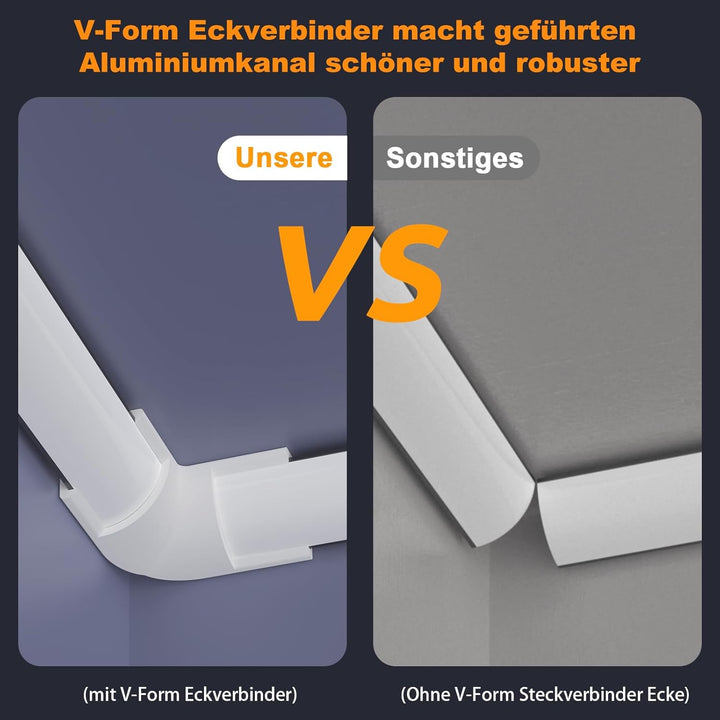 LED Profil Schwarz V Form, 12Pack Aluminiumkanal Eckprofil Kanal Schwarz Profil mit Milchiger Weisse