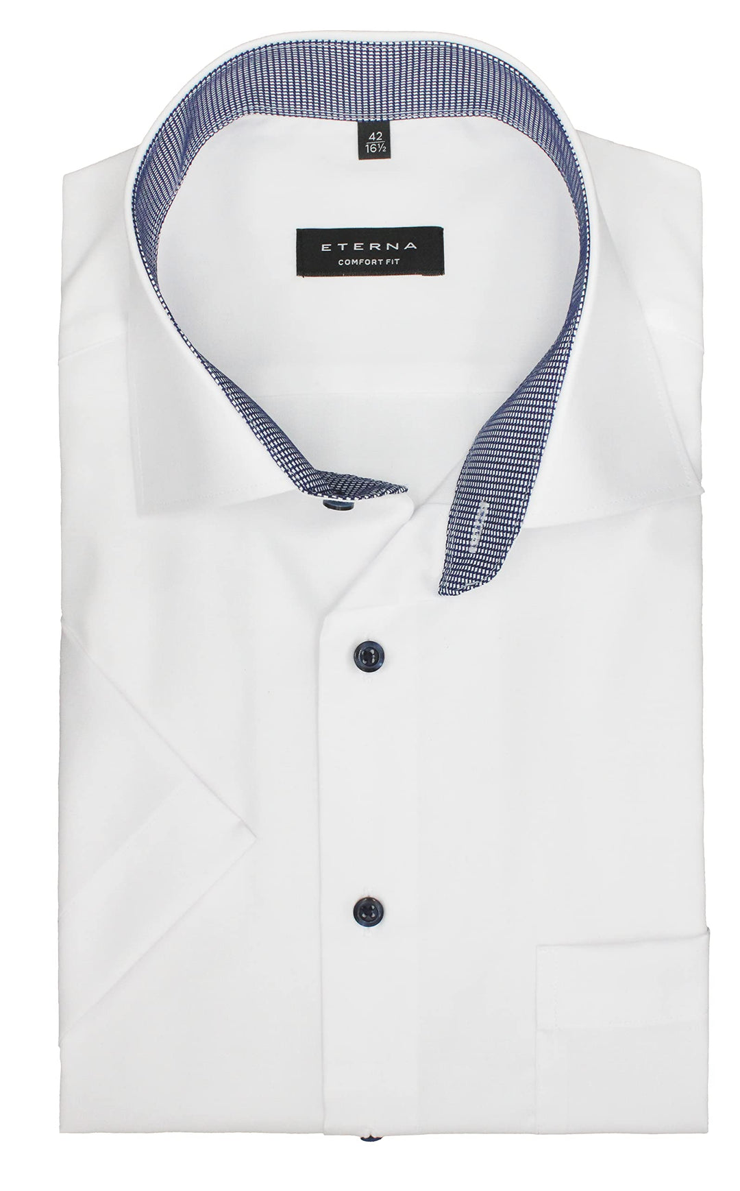 ETERNA Herren Businesshemd Kurzarm Comfort FIT | Uni | Bügelfrei | Kent Kragen 45 Weiss, 45 Weiss