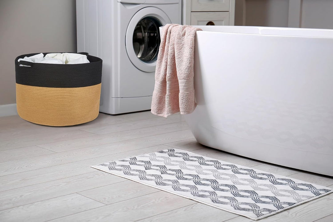 Faltbarer Wäschekorb Wäschesack rund 120L D61xH40cm Wäschetonne Korb extra gross geflochten aus Baum