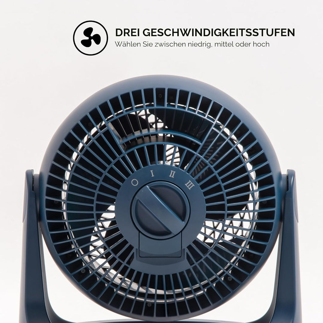 Iris Ohyama Woozoo, 23m², Ventilator, Blau, 3 Geschwindigkeiten, leise, Table Fan, Tischventilator,