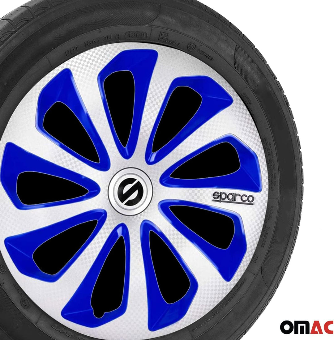Satz Sparco Radzierblenden Sicilia 14-Zoll Silber/Blau/Karbon