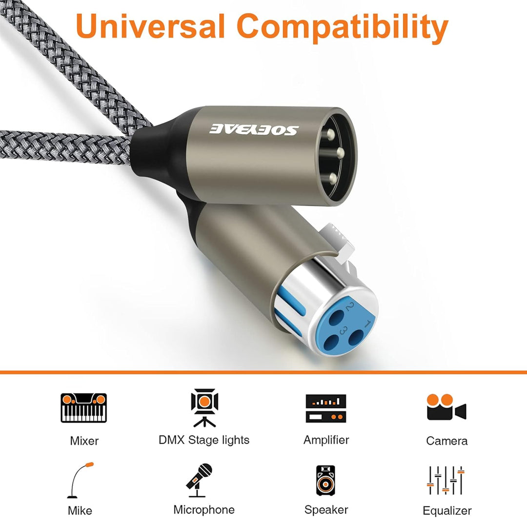 SOEYBAE 20M Stereo Mikrofonkabel XLR Stecker auf XLR Busche,Geflochtenes Signalverbindungskabel für