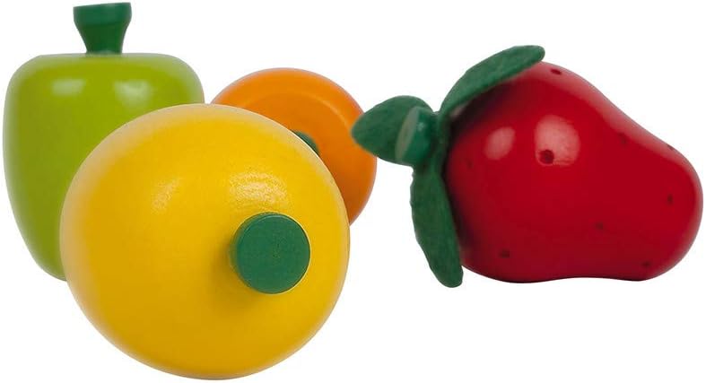 Janod - Obstkiste mit 12 Holzfrüchten, Puppen-Teeküche, Küchenset, Kaufladen-Zubehör, Spielzeugnachb