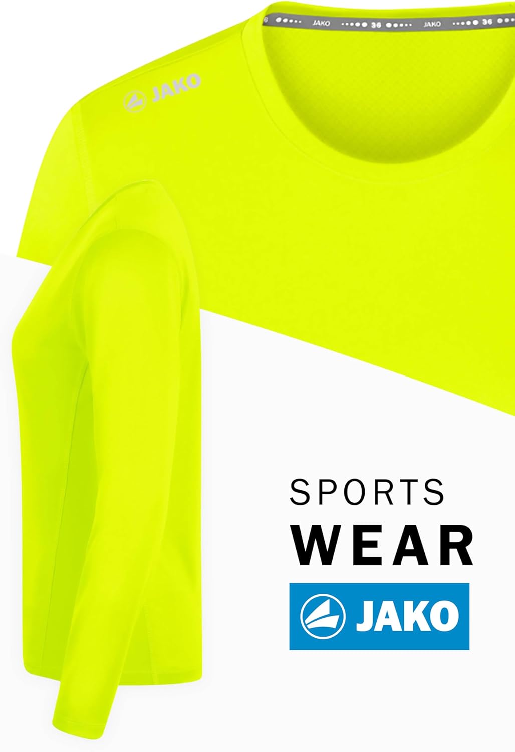 JAKO Damen Longsleeve Run 2.0 Unterhemd, Neongelb