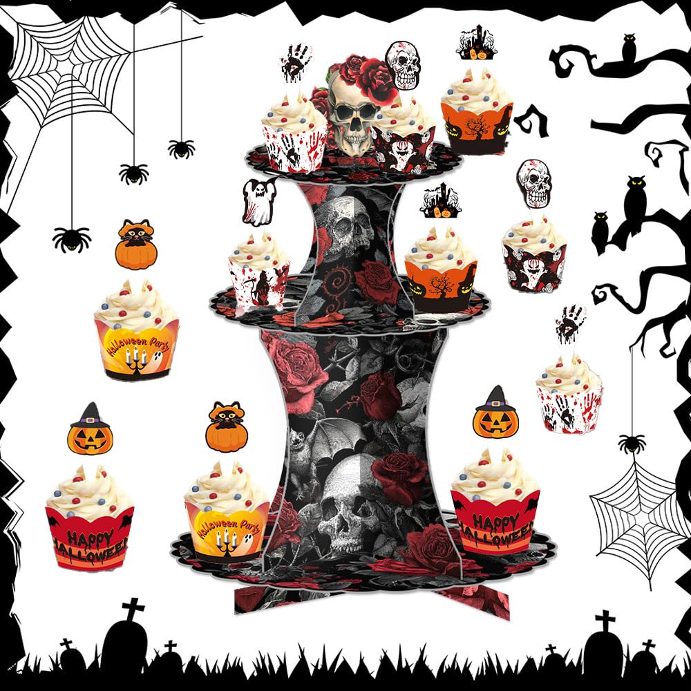 Halloween-Party-Papierkuchenständer, Tischkuchenständer im Gothic-Stil, Dessertständer, Party-Horror