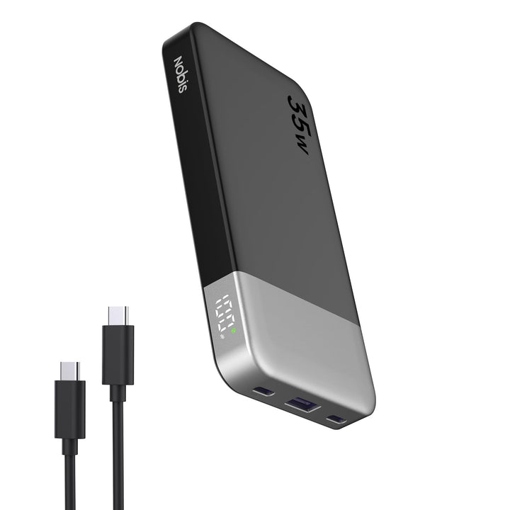 NOBIS Power Bank 35W 10000 mAh Powerbank – Schnellladung mit 2 USB-C EIN- & Ausgängen, 1 USB-A Ansch